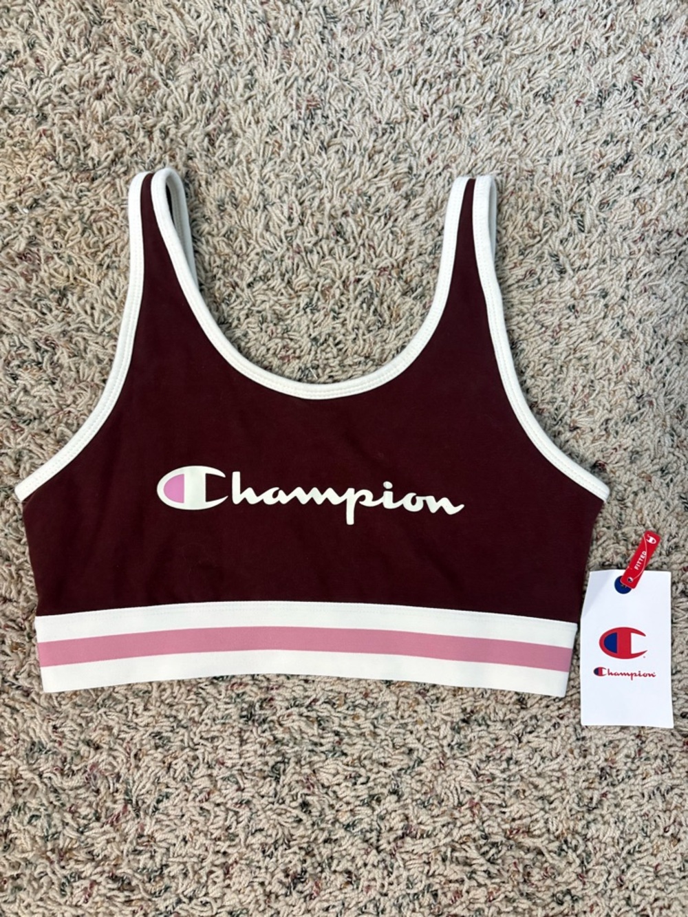 Champion Maroon and Pink Trim Sports Bralette Size Medium